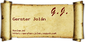 Gerster Jolán névjegykártya